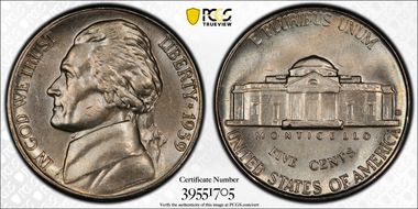 1939-S 5C Reverse of 1938 MS66+ FS