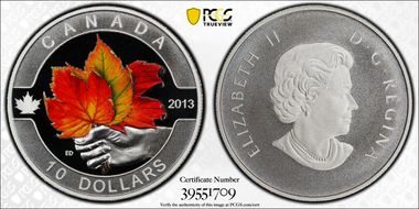 2013 $10 Maple Leaf Matte Colorized PR70DCAM