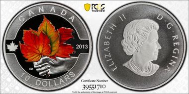2013 $10 Maple Leaf Matte Colorized PR70DCAM