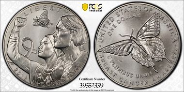 2018-P $1 Breast Cancer Awareness MS69