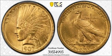 1907 $10 Indian MS64