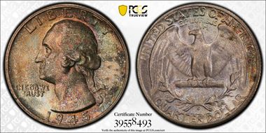 1945-S 25C MS67