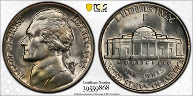 1942-P 5C Silver MS67+ FS