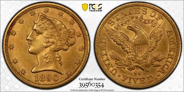 1890-CC $5 MS62