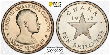 1958 10 Shil Independence PR65