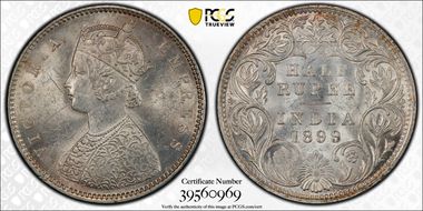 1899-B 1/2 Rup SW-6.242 Prid-307 Incuse, inverted B MS62