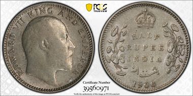 1906(C) 1/2 Rup SW-7.58 Prid-310 VF35