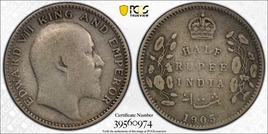 1905(C) 1/2 Rup SW-7.56 F15