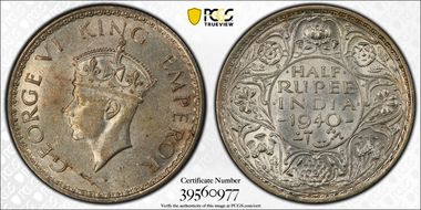 1940(B) 1/2 Rup SW-9.52 MS61