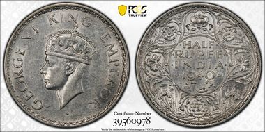 1940(B) 1/2 Rup SW-9.52 AU55