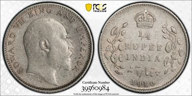 1910(C) 1/4 Rup SW-7.91 XF45