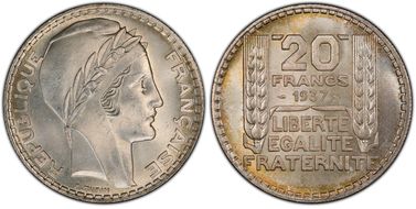 1937 20 Fr Gad-852 F-400 MS65