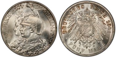 1901 5 Mk 200 Years J-106 KM-526  Ag MS64