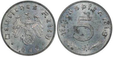 1940-F 5 Pfg J-370 Regular Issue MS64