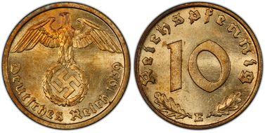 1939-E 10 Pfg J-364 MS64
