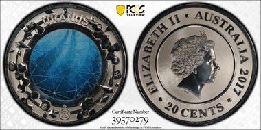 2017 20C Planetary Coins Uranus Colorized MS70