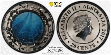 2017 20C Planetary Coins Uranus Colorized MS70