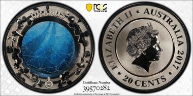 2017 20C Planetary Coins Uranus Colorized MS70
