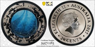 2017 20C Planetary Coins Uranus Colorized MS70