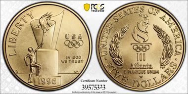 1996-W $5 Cauldron Michael Reagan MS70