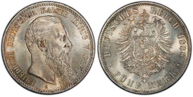 1888-A 5 Mk J-99 Friedrich MS65+