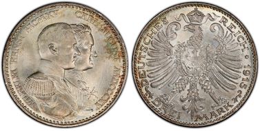 1915-A 3 Mk Grand Duchy J-163 MS66