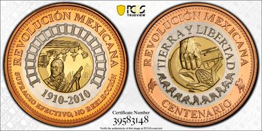 2010-Mo Medal Mexican Revolution Tri-Metallic PR69DCAM