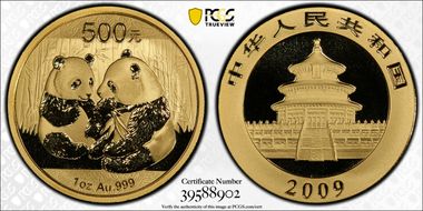 2009 500 Yn Panda Gold PAN-498A MS70