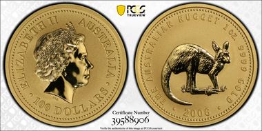 2006 $100 Kangaroo-Nugget Au MS70