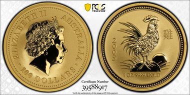 2005 $100 Year of the Rooster Au MS70