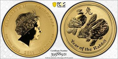 2011-P $100 Year of the Rabbit Au MS70