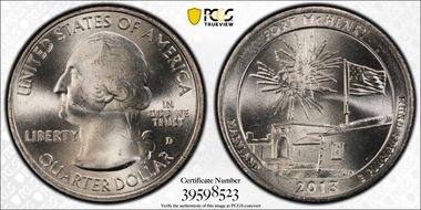 2013-D 25C Fort McHenry NP MS66