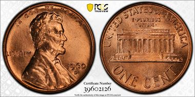 1960-D 1C Small Date MS67+ RD