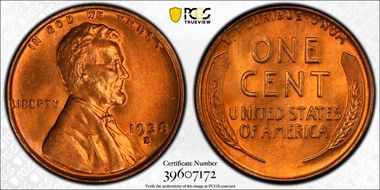 1938-S 1C MS67+ RD