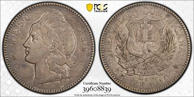 1897-A Peso KM-16  Ag AU50