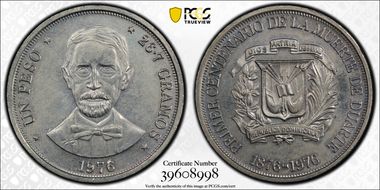 1976 Peso Centennial J. P. Duarte MS64