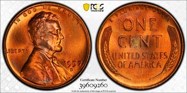 1957-D 1C MS66RD