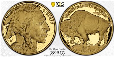 2020-W $50 American Buffalo .9999 Fine Gold First Day of Issue PR70DCAM