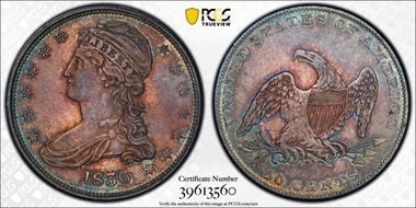 1836 50C Reeded Edge MS63