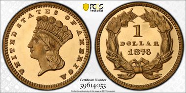 1876 G$1 PR66DCAM