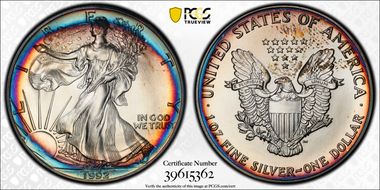 1992 $1 Silver Eagle MS68
