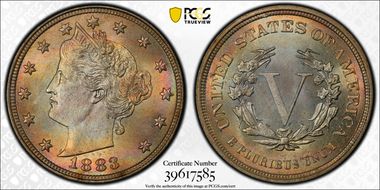 1883 5C No CENTS MS67