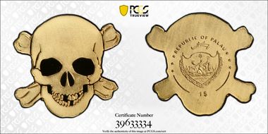 (2017) $1 Golden Pirate Skull MS70
