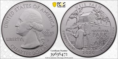 2020-P 25C Weir Farm NP 5 oz Silver SP70