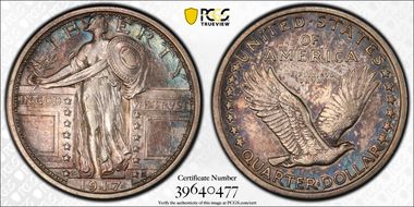 1917-S 25C Type 1 XF45