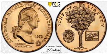 1972-P Medal D1972-4a Yellow Bronze George Washington MS67