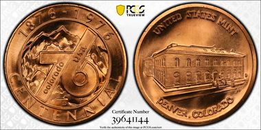 1976-D Medal D1976-1e Bronze Mule Colorado Centennial MS66RD