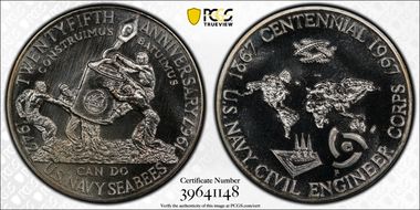 1967-P Medal D1967-1b Silver SEABEES Anniv Small MS67