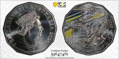 2020 50C Indian Pacific Train Colorized MS69