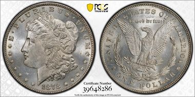 1878 7TF $1 VAM 187, Doubled R MS63